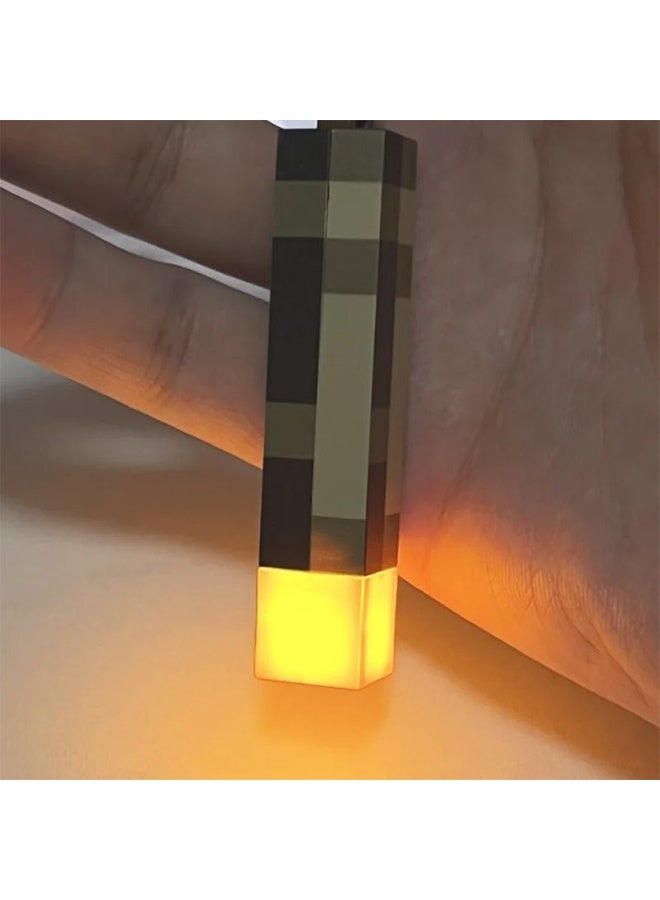 Minecraft Keychain Torch Surrounding Model Pendant Toy Night Light(Rechargeable with a USB charging cable)