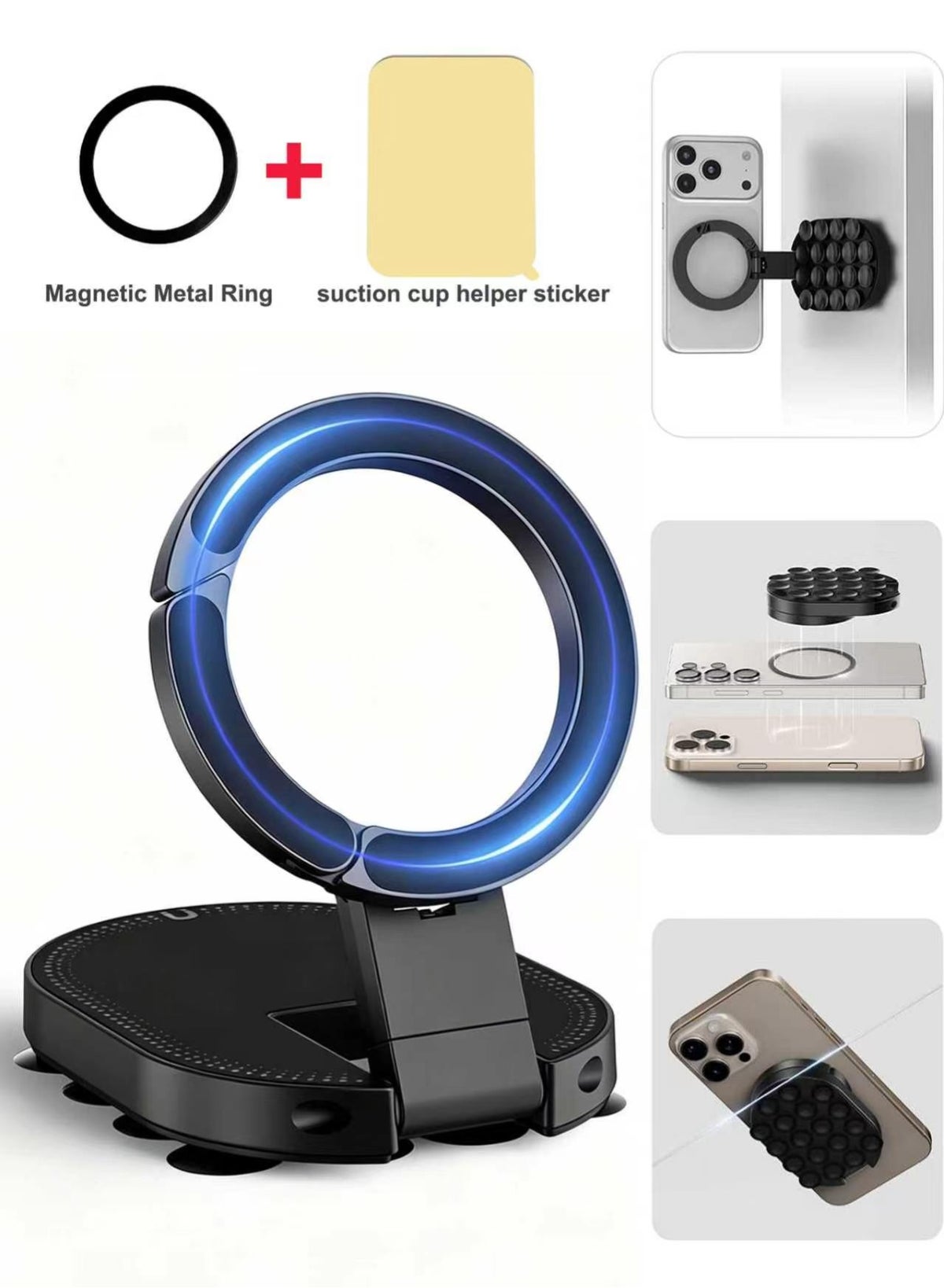 LAIAOCISI LAIAOCISI 3-in-1 Adjustable Portable Magnetic Phone Holder With Suction Cup For Magsafe Z0663341BA22B65C806C1Z