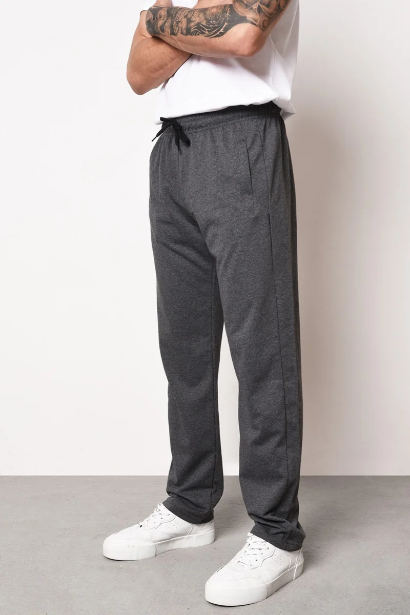 mmetalic Metalic Black-Anthracite Men's Straight Leg Pocket Zipper Detail Relaxed Cut 2-Pack Sweatpants