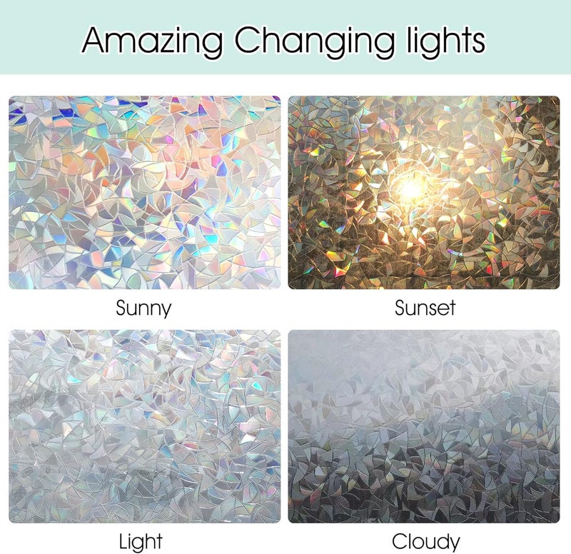 STATINT WINDOW FILMS STATINT Stained Glass Window Privacy Film,UV Blocking Window Clings,Rainbow Static Cling Non-Adhesive Vinyl Stickers for Home Door,44 cm X 200 cm - Image 5