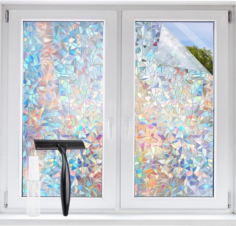STATINT WINDOW FILMS STATINT Stained Glass Window Privacy Film,UV Blocking Window Clings,Rainbow Static Cling Non-Adhesive Vinyl Stickers for Home Door,44 cm X 200 cm - Image 1