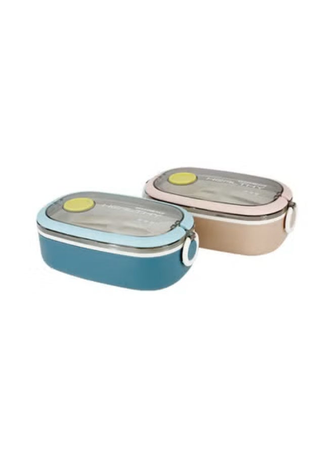 Pack of 2 Leak-Proof Reusable Lunch Boxes with Cutlery – Adult & Kids Lunch Containers, Assorted Colors - Image 3