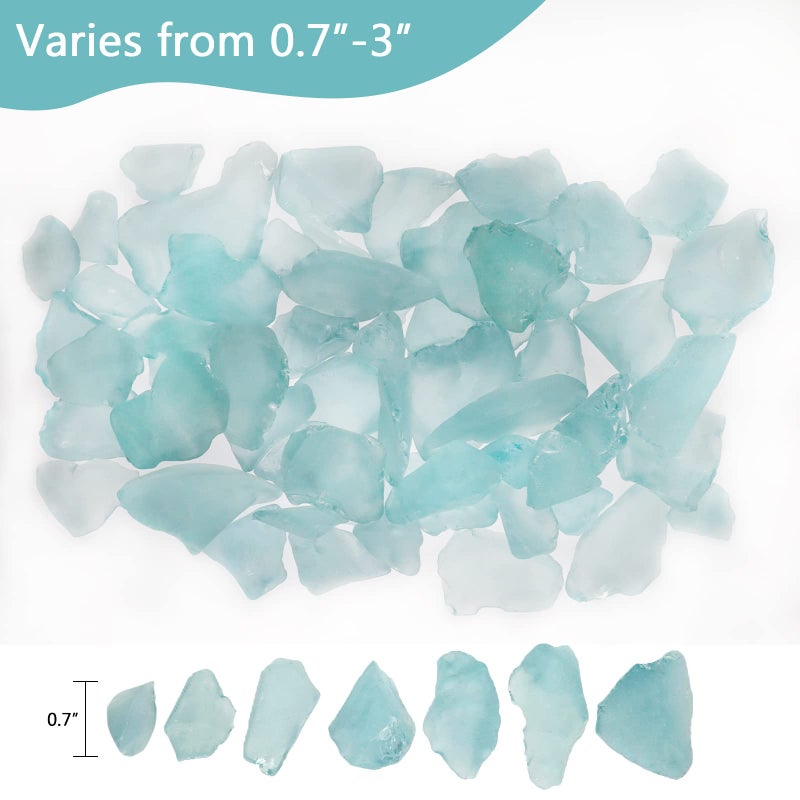 Ausluru 5LB Frosted Sea Glass Vase fillers Crushed Glass, Sea Glass Decor Ideal for Christmas DIY Craft, Aquarium Gravels, Home Decor Crushed Sea Glass Pieces for Beach Wedding, 0.7-3 Inch Turquoise - Image 5