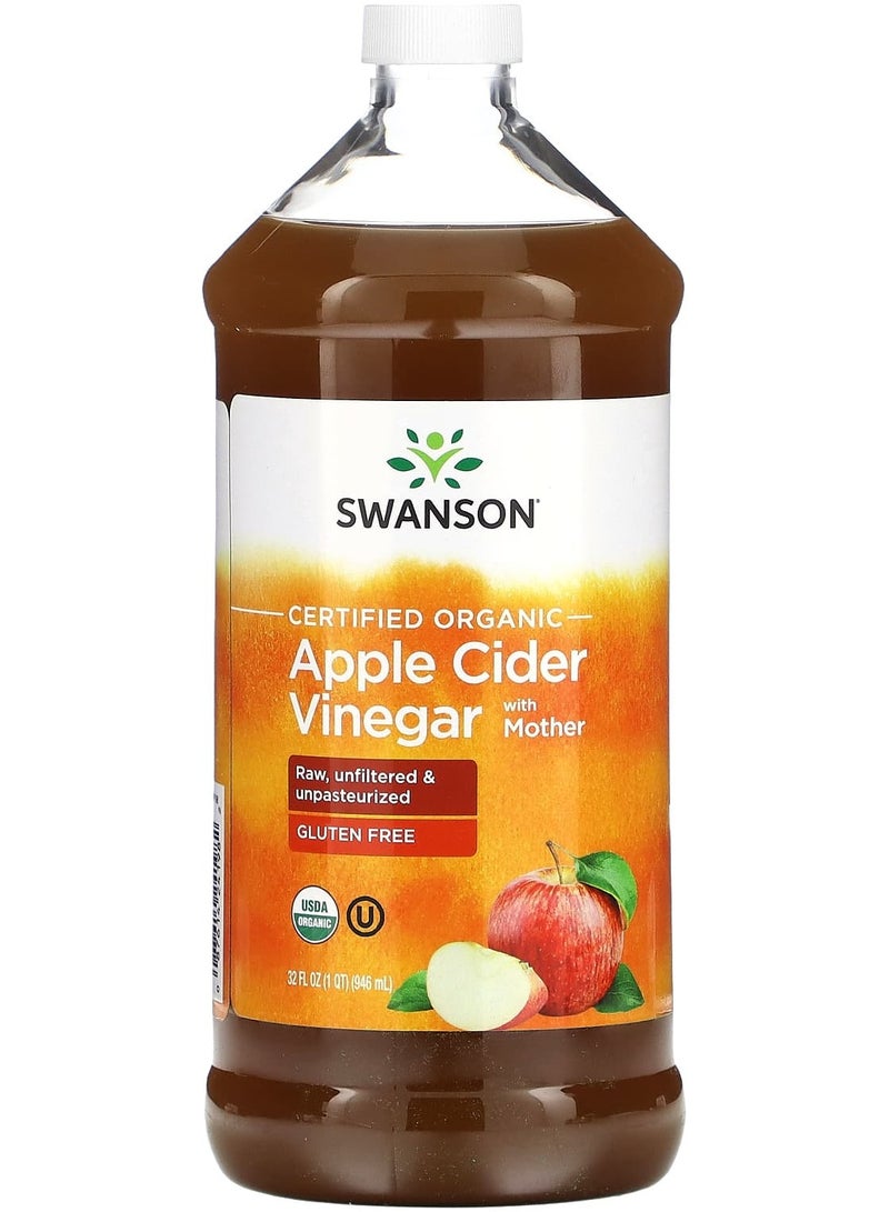 SWANSON Certified Organic Apple Cider Vinegar with Mother 32 fl oz (946 ml)