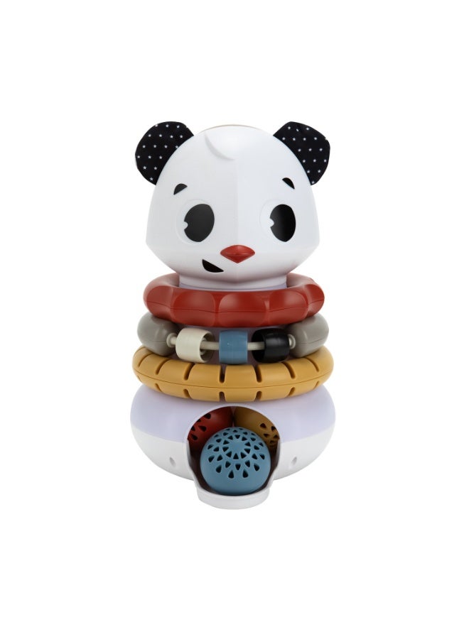 تيني لاف لعبة تكديس الصخور من تيني لوف - مجموعة الصخور | لعبة تكديس الباندا 3 في 1 | خشخيشة مضيئة، حلقات تكديس ولعبة ناعمة | لعبة موسيقية تنموية للأطفال من عمر 6 أشهر فما فوق (أبيض وأسود) - Image 1