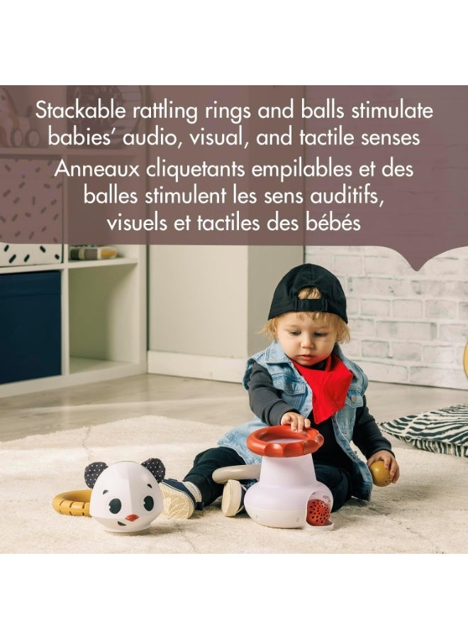 تيني لاف لعبة تكديس الصخور من تيني لوف - مجموعة الصخور | لعبة تكديس الباندا 3 في 1 | خشخيشة مضيئة، حلقات تكديس ولعبة ناعمة | لعبة موسيقية تنموية للأطفال من عمر 6 أشهر فما فوق (أبيض وأسود) - Image 4