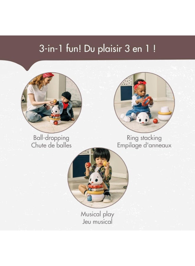 تيني لاف لعبة تكديس الصخور من تيني لوف - مجموعة الصخور | لعبة تكديس الباندا 3 في 1 | خشخيشة مضيئة، حلقات تكديس ولعبة ناعمة | لعبة موسيقية تنموية للأطفال من عمر 6 أشهر فما فوق (أبيض وأسود) - Image 3