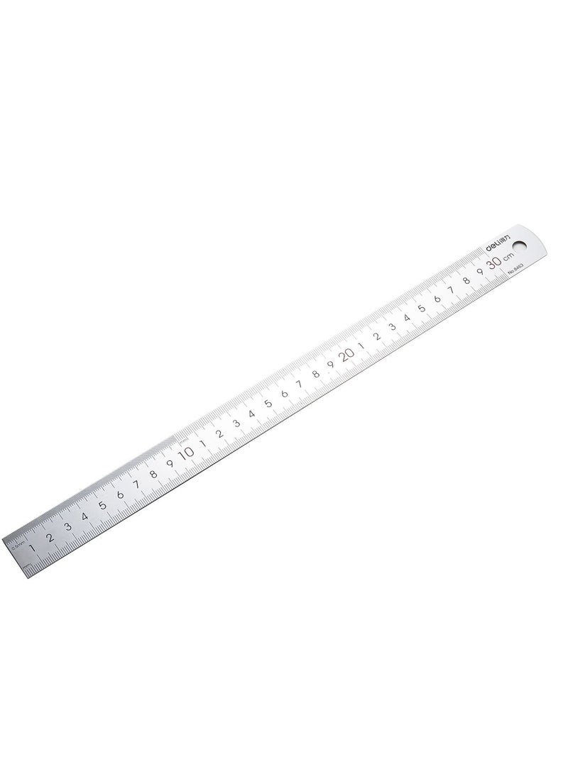 Deli مسطرة دلي ستيل 2 قطعة 8463 30 سم 12 بوصة فضي - Image 3