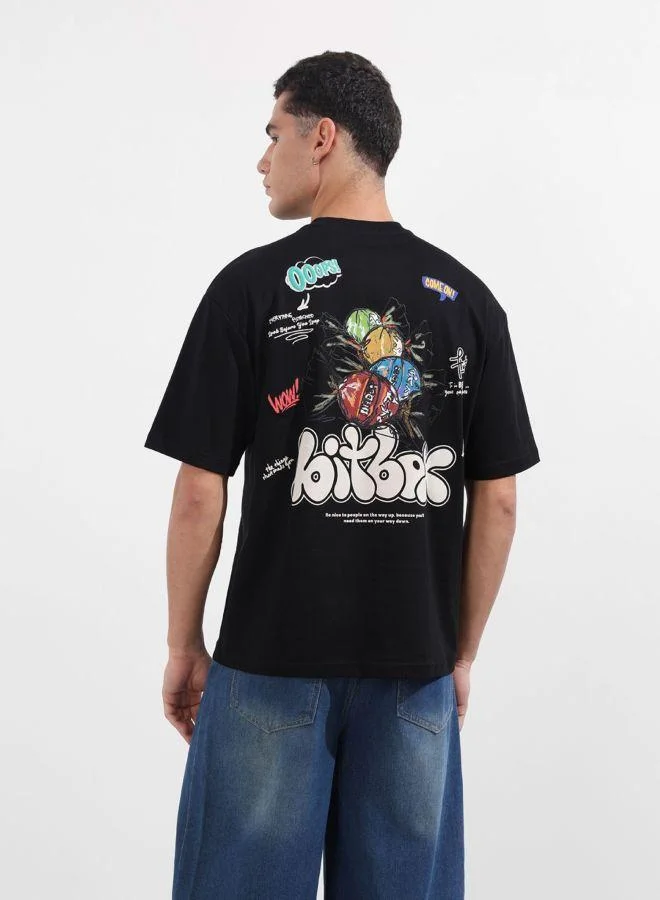 شركة المرآب الهندية تيشيرت رجالي بقصة مريحة ورقبة دائرية وطبعات ورسومات وأكمام قصيرة