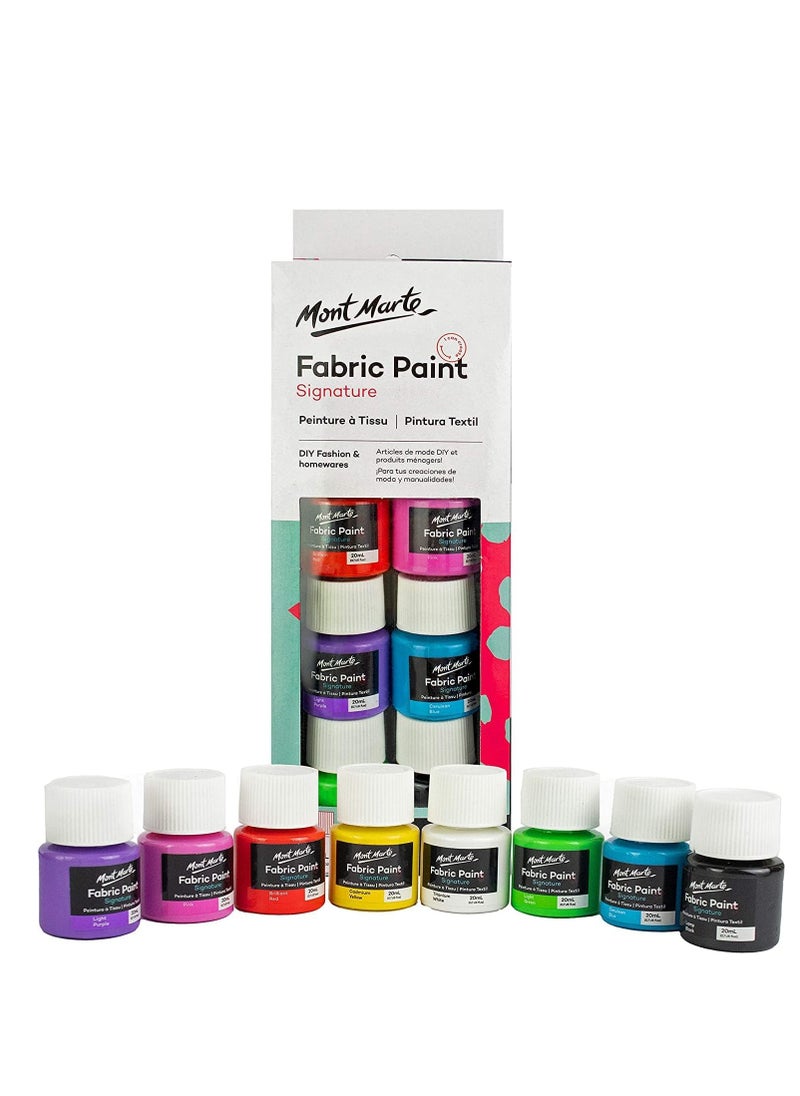Mont Marte 8-Piece Signature Fabric Paint Set 20ml Content  - Image 1