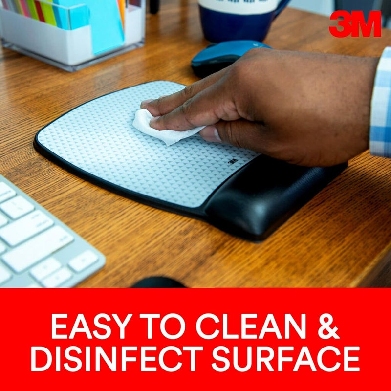 3M Precise Mouse Pad with Gel Wrist Rest, Soothing Gel Comfort with Durable, Easy to Clean Leatherette Cover, Optical Mouse Performance, 8.6" x 6.8", Black (MW309LE) - Image 4