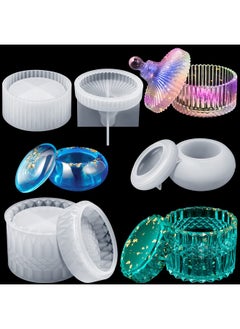 Patelai 3 Pcs Resin Jar Mould With Lids Silicone Storage Box Mould Jewelry Box Epoxy Resin Mould 3D Vintage Crown Jar Mould For Diy Resin Crafts Jewelry Trinket Container Soap Candle Trinket Making  - Image 1