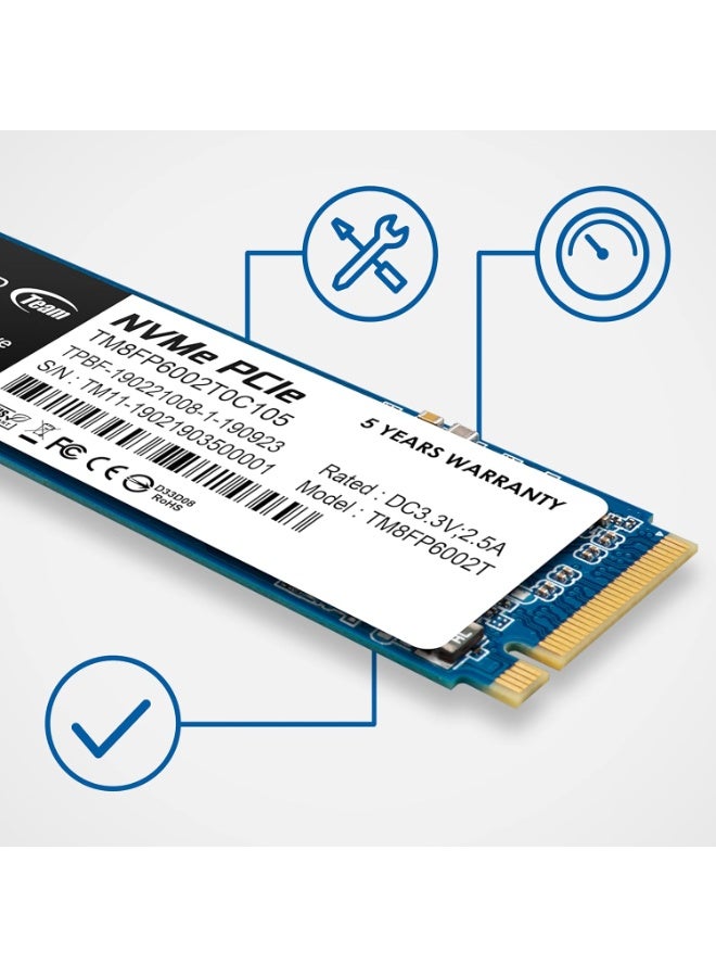 TEAMGROUP MP33 256GB SLC كاش 3D NAND TLC NVMe 1.3 PCIe Gen3x4 M.2 2280 SSD داخلي سرعة القراءة/الكتابة تصل إلى 1600/1000 ميجابايت/ثانية للابتوب وكمبيوتر سطح المكتب TM8FP6256G0C101 - Image 5