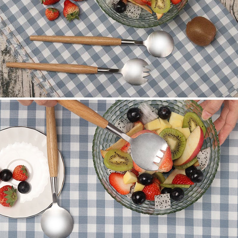 4 pcs and Fork Set Stainless Steel Handle Salad Servers Flatware Fruit Cutlery Kit Tableware - Image 3
