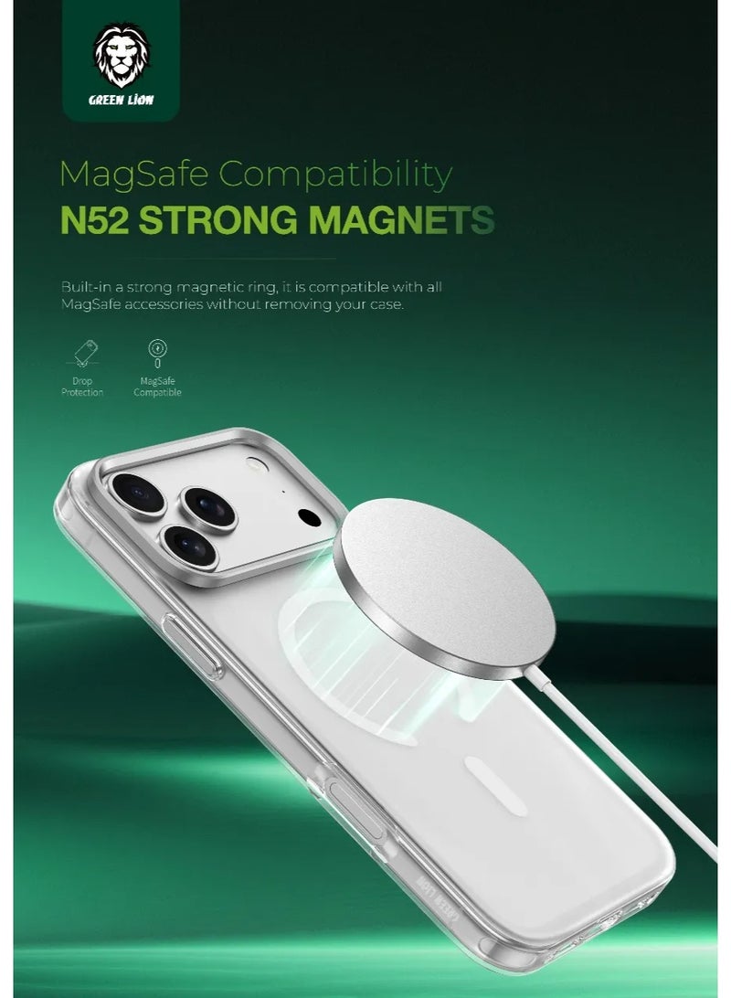 GREEN LION iPhone 17 Pro Matte MagSafe Case / Maximum Protection / Camera Protection / Anti Fingerprint / Drop Protection - Silver Titanium - Image 2