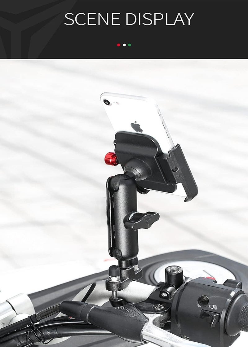 ADOFYS Motorcycle Phone Holder 360°Rotation U-Bolt Base Aluminum Alloy Material/Material Sturdy Motorcycle Bike Handlebar Phone Mount - Image 3