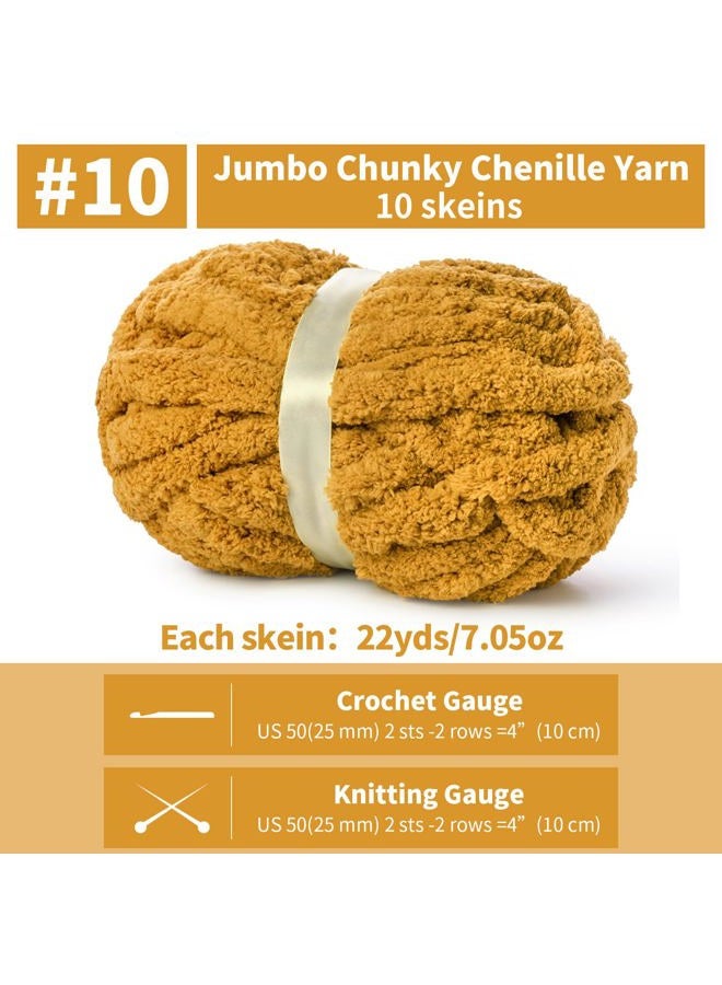 OMoiut 10 Pack of Turmeric Soft Jumbo Chunky Yarn for Hand Knitting,Thick Blanket Yarn for Crocheting, #10 Super Bulky Yarns, 220yds/70.5oz Fluffy Chunky Chenille Yarns for Crocheting. - Image 2