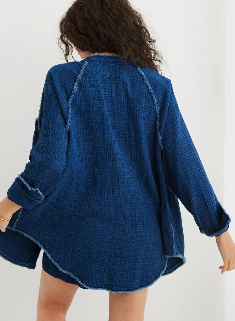 Aerie Pocket Detail Button Down Beachwear Shirt