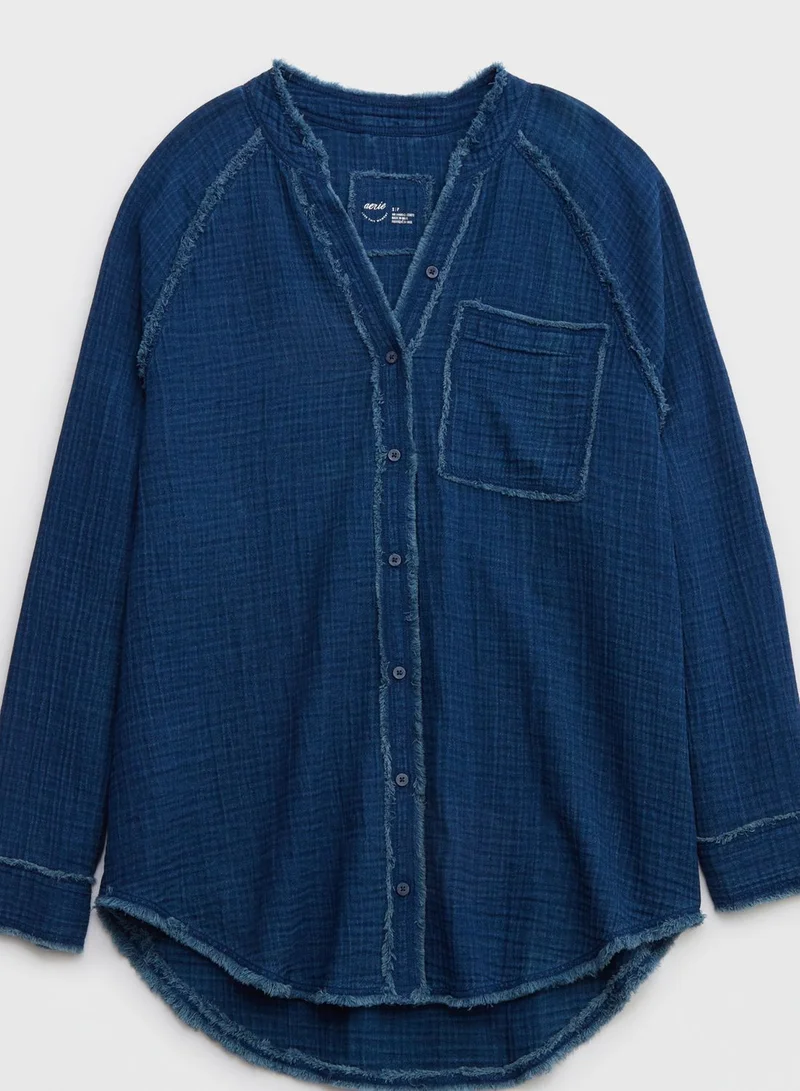 Aerie Pocket Detail Button Down Beachwear Shirt
