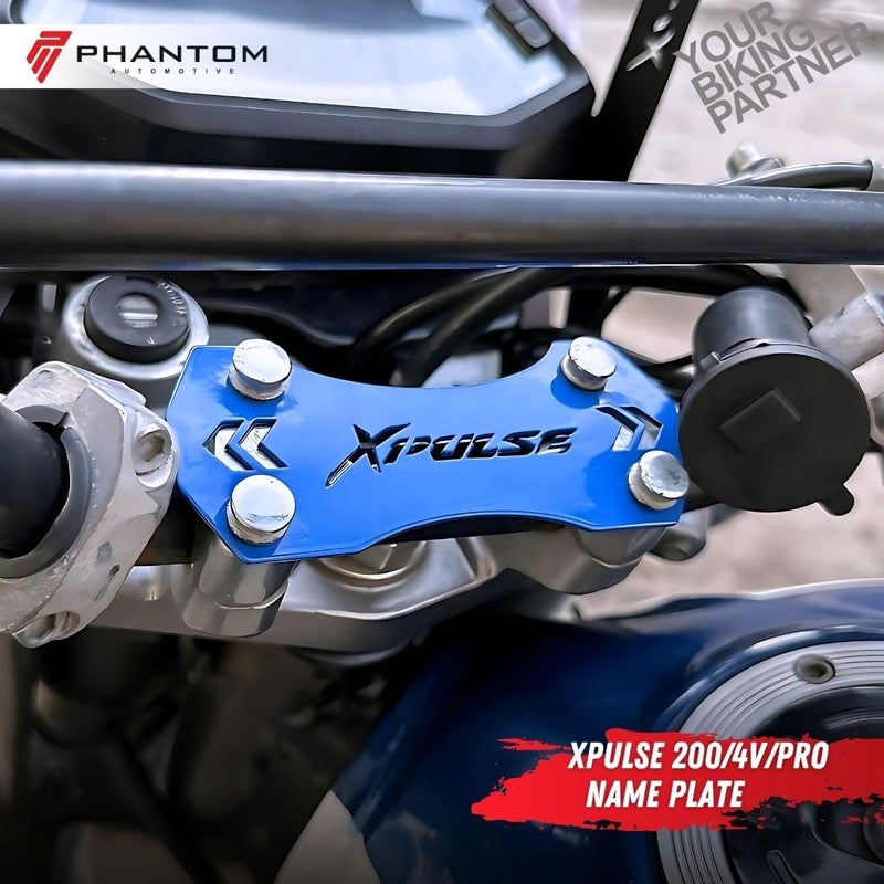 Phantom Hero X-Pulse Name Plate – Durable & Stylish Motorcycle Badge OEM Fit for X-Pulse 200/4V | Easy Installation (Blue) - Image 3