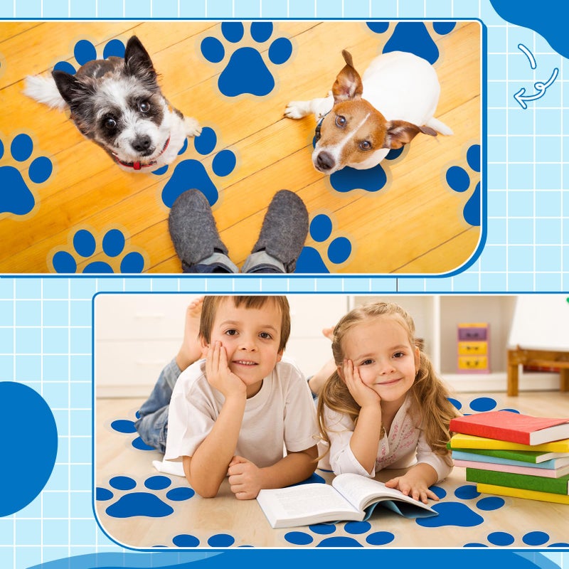ReliThick 30 Pcs Paw Print Floor Decal 7.5" Large Pawprints Wall Cling Self Adhesive Footprint Floor Cling Window Stickers Wall Decal for Bedroom Living Room Decor(Blue) - Image 3