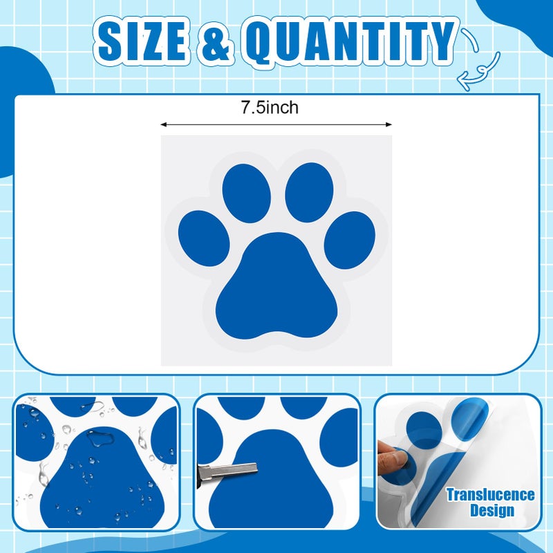 ReliThick 30 Pcs Paw Print Floor Decal 7.5" Large Pawprints Wall Cling Self Adhesive Footprint Floor Cling Window Stickers Wall Decal for Bedroom Living Room Decor(Blue) - Image 2