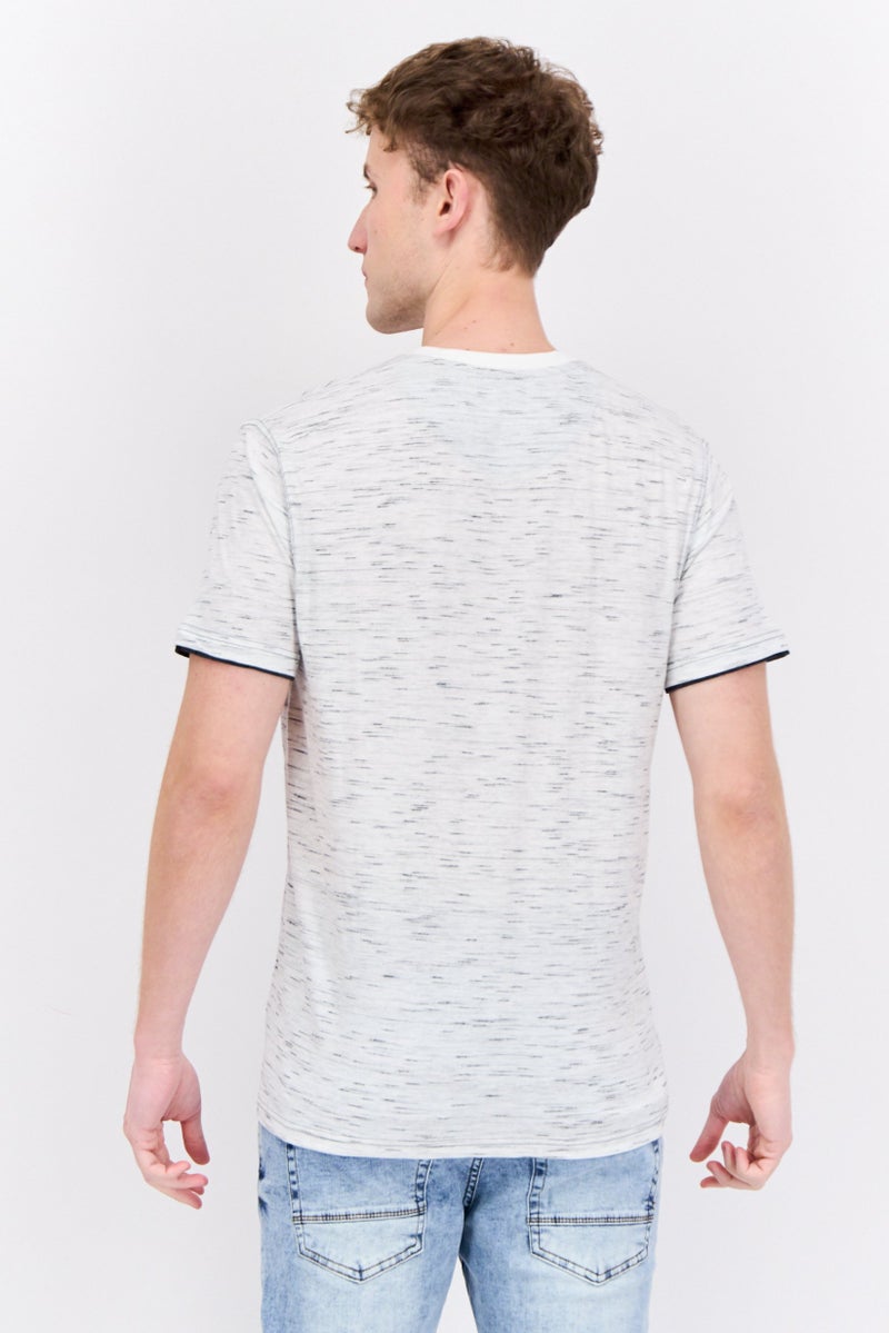 Company Eighty One Men Henley Neck Short Sleeves Heather T-Shirt, White  - Image 3