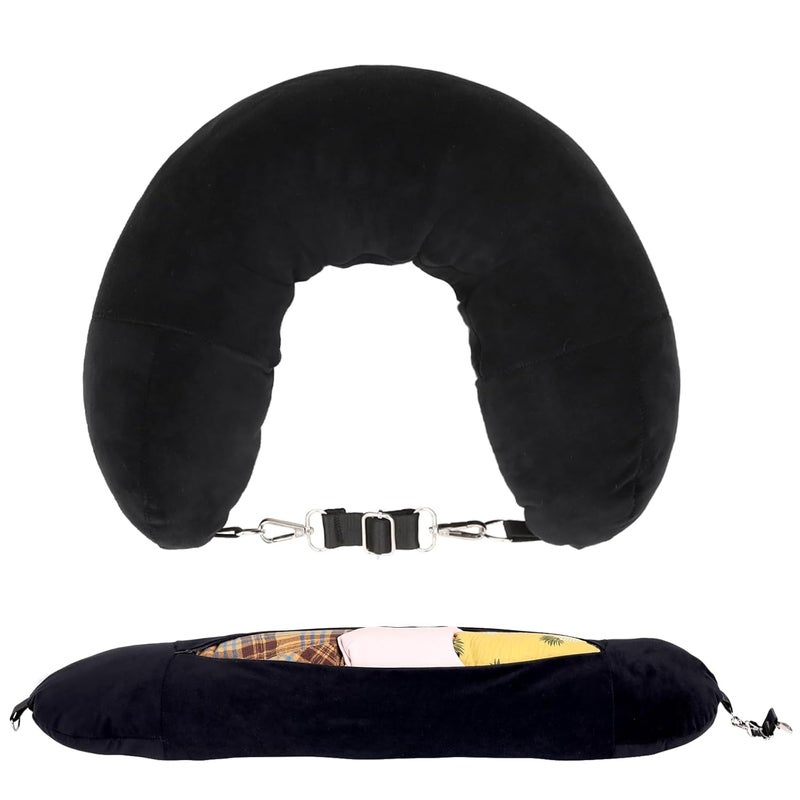 ONTRIP ONTRIP Multifunctional Stuffable Travel Pillowcase - Transforms Into Carry-On Bag | Soft Velvet U-Shaped Neck Pillow Cover | No Filler | Fits 3 Days of Travel Essentials - Image 1