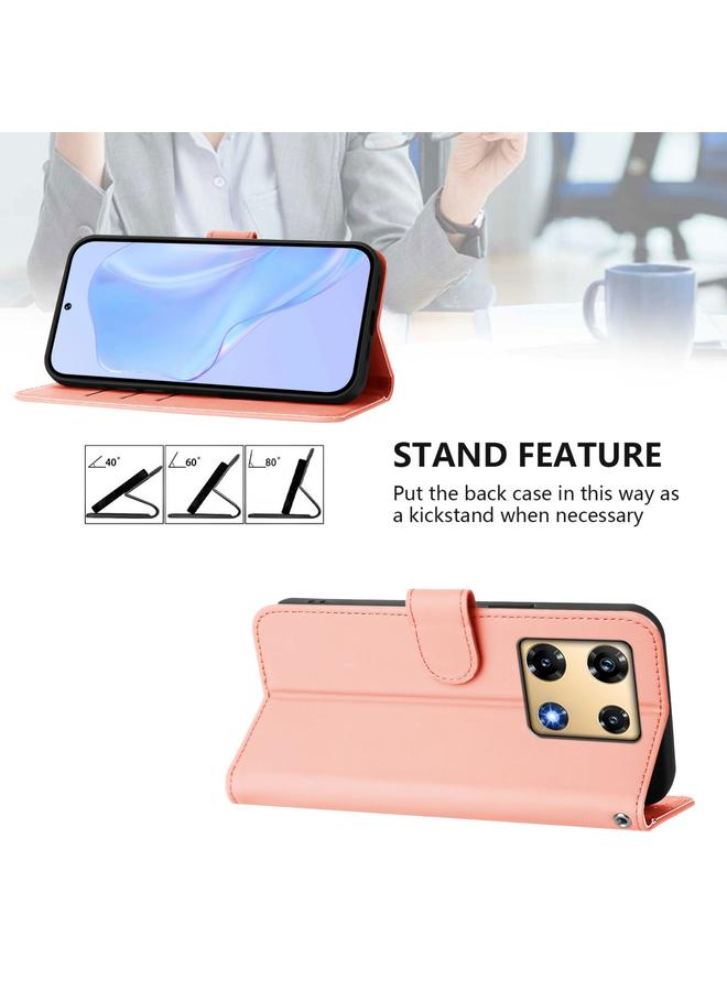 Zaboon Case For Infinix Note 30 Pro 4G Skin Feel Solid Color Leather Phone Case with Lanyard - Image 3