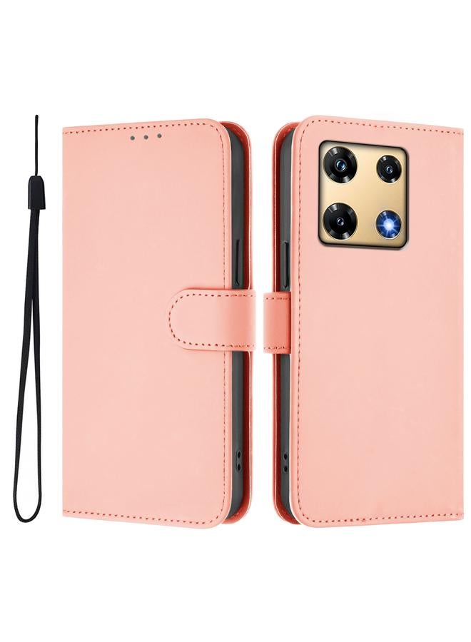 Zaboon Case For Infinix Note 30 Pro 4G Skin Feel Solid Color Leather Phone Case with Lanyard - Image 2