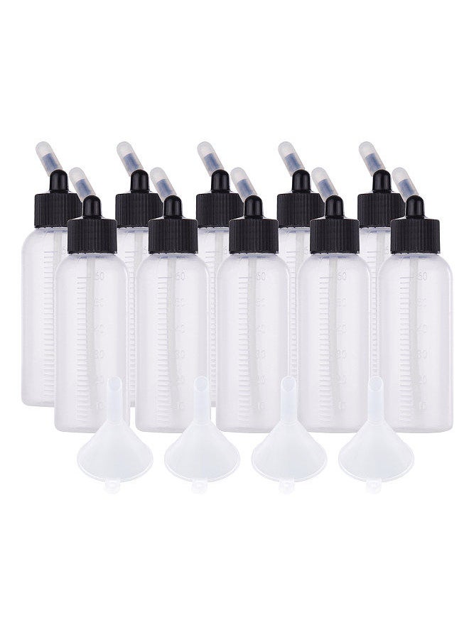 Generic - 10pcs 65ml Airbrush Paint Bottle Jars Dual Action Siphon Feed Air Brush Airbrushing Accessories with 4pcs Funnel Scale Line Rubber Caps Compatible with Iwata Badger Paasche Master Airbrush - Image 1