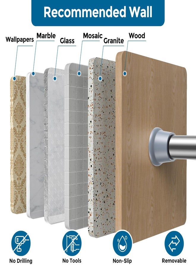 AIZESI Tension Rod 23 to 48 Inch, 1Pcs Silver Tension Rod Tension Curtain Rod, Spring Tension Rod No Drilling Adjustable Curtain Rod for window，kitchen，closet，doorway - Image 5
