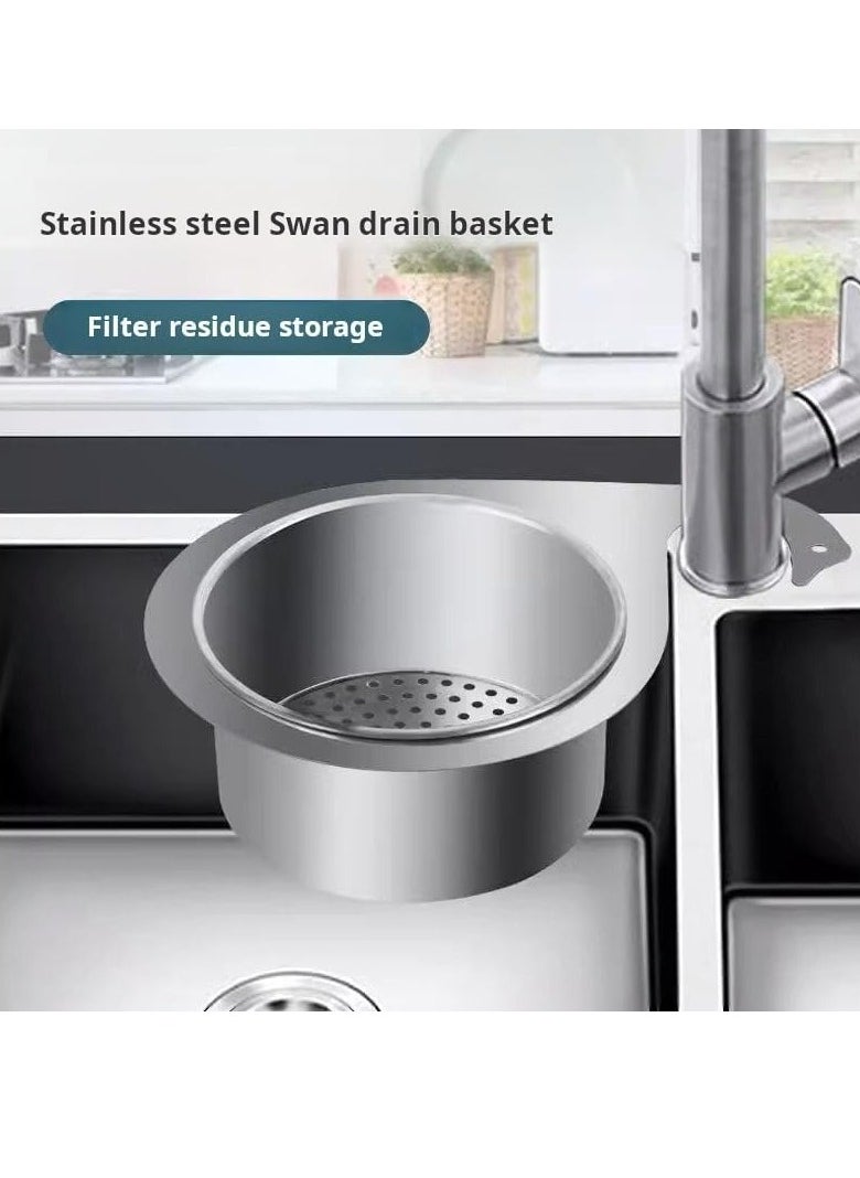 Oasisgalore 2PCS Stainless Steel Sink Strainer,Multifunction Hanging Swan Sink Strainer Basket Drain Rack for Kitchen Sink Food Strainer  - Image 3