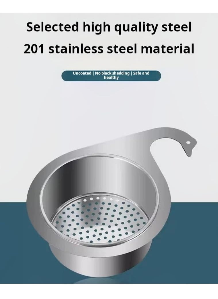 Oasisgalore 2PCS Stainless Steel Sink Strainer,Multifunction Hanging Swan Sink Strainer Basket Drain Rack for Kitchen Sink Food Strainer  - Image 4