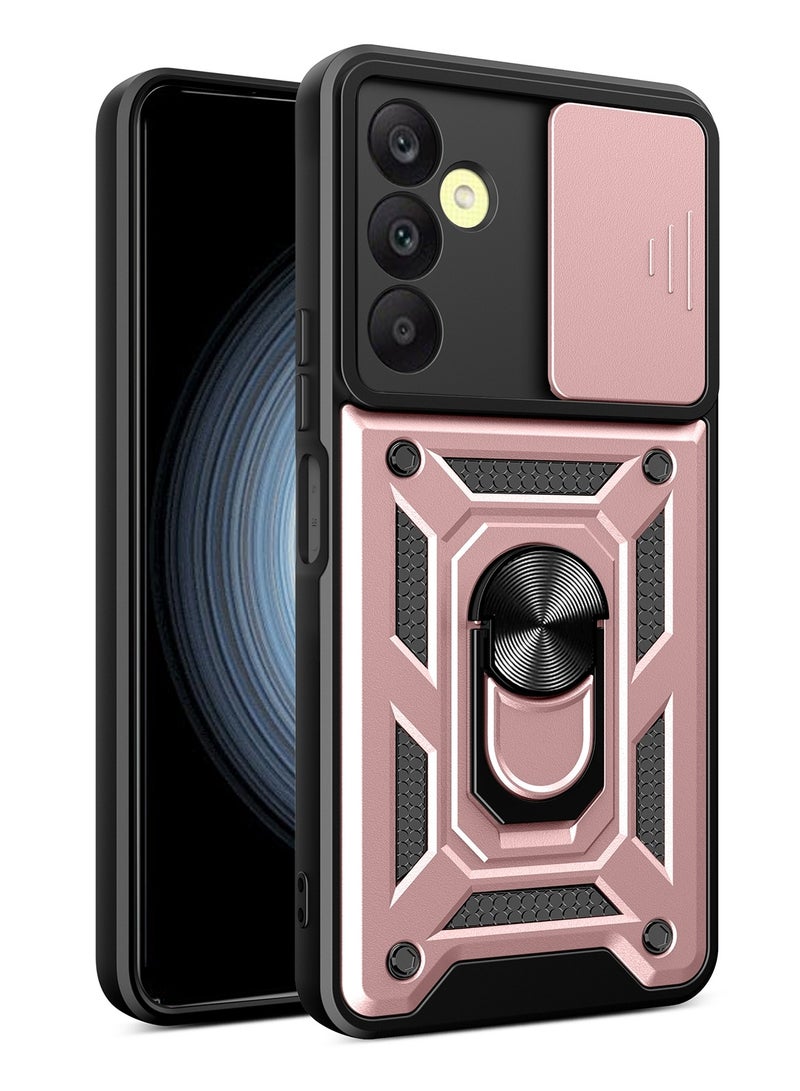 جراب حمايه ويندو مقاوم للصدمات وحمايه للكاميرا مزود بدبله معدنيه متوافق مع Samsung Galaxy A25 (روز جولد)