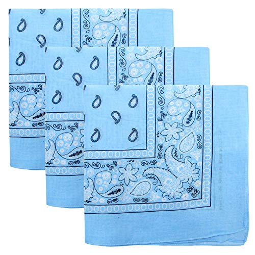 Kaiser 3 PK Cowboy Bandanas 100% Cotton 22 x 22 inch - Sky - Image 1
