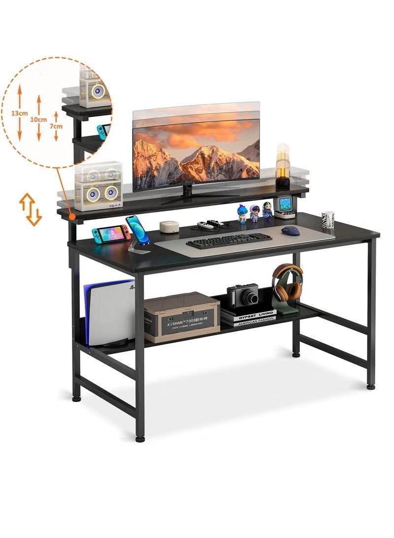 SHEIDLIN Ergonomic Gaming Computer Desk 110×45cm with Adjustable Monitor Stand, Thick Metal Legs & Under Desk Storage Shelf for Home Office & Study - Image 5