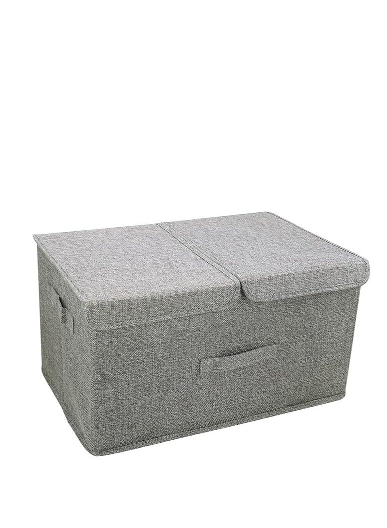 Storage Box with Lids Fabric Collapsible Toy box Large Foldable Storage Boxes for Clothes Wardrobe, Closet, Shelf Grey  - Image 1