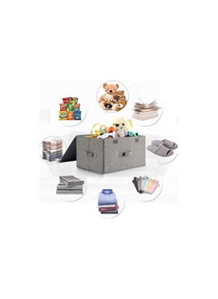 Generic Storage Box with Lids Fabric Collapsible Toy box Large Foldable Storage Boxes for Clothes Wardrobe, Closet, Shelf Grey  - Image 3
