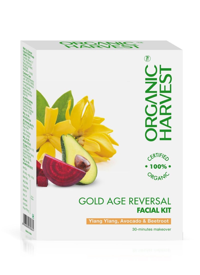 Organic Harvest - ORGANIC HARVEST Gold - Age Reversal Facial Kit ( Cleansing Milk, Face Scrub, Massage Cream, Face Mas, Sunscreen), , 50 gm - Image 1