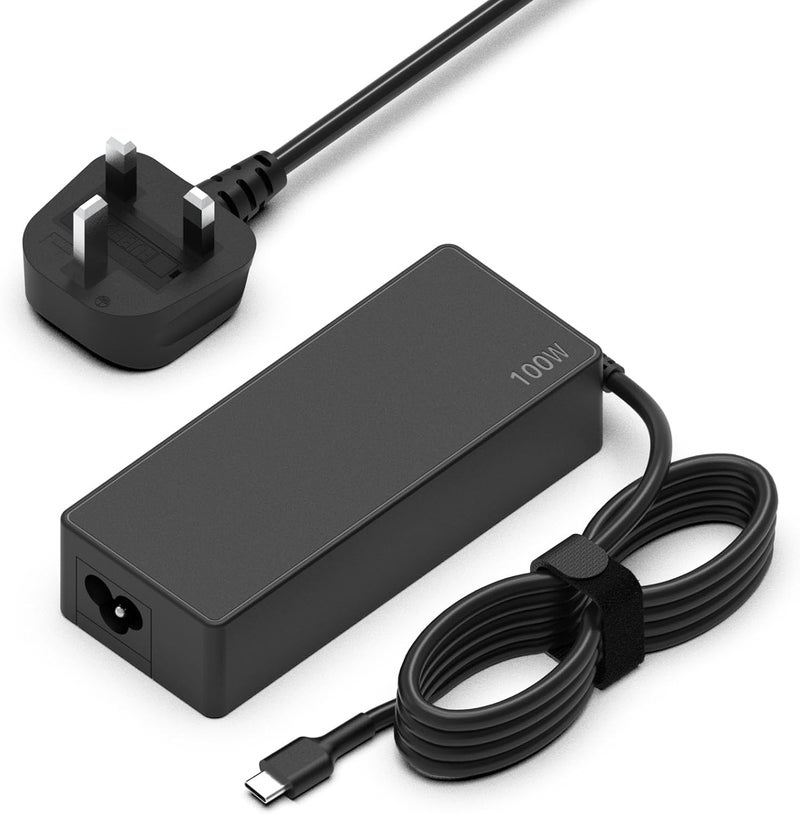 شاحن عالمي 100 واط USB-C، شاحن سريع لأجهزة الكمبيوتر المحمولة USB C متوافق مع أجهزة Asus وHP وLenovo ThinkPad وAcer وجميع أجهزة منفذ Type C، يشحن أجهزة Type-C بقدرة 96 واط و90 واط و65 واط و45 واط و30 واط - Image 1