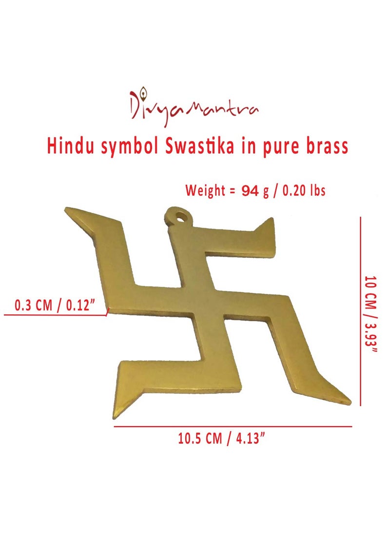 Divya Mantra Divya Mantra Swastik Pure Brass Gold Hanging Trishakti Yantra for Car Home Wall Decor Temple Pooja Items Decorative Showpiece Vastu Yoga Symbol Shiva Trishul Lucky OmSwastik Multi Set of 2  - Image 4