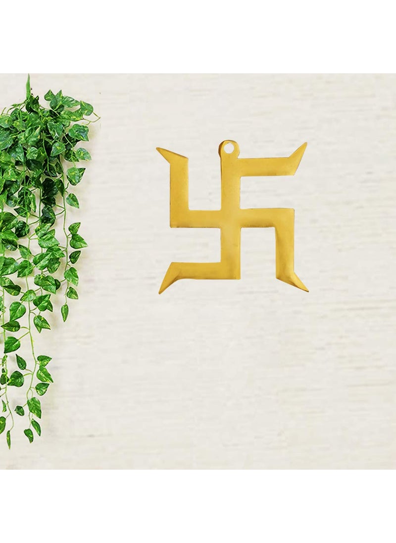 Divya Mantra Divya Mantra Swastik Pure Brass Gold Hanging Trishakti Yantra for Car Home Wall Decor Temple Pooja Items Decorative Showpiece Vastu Yoga Symbol Shiva Trishul Lucky OmSwastik Multi Set of 2  - Image 5