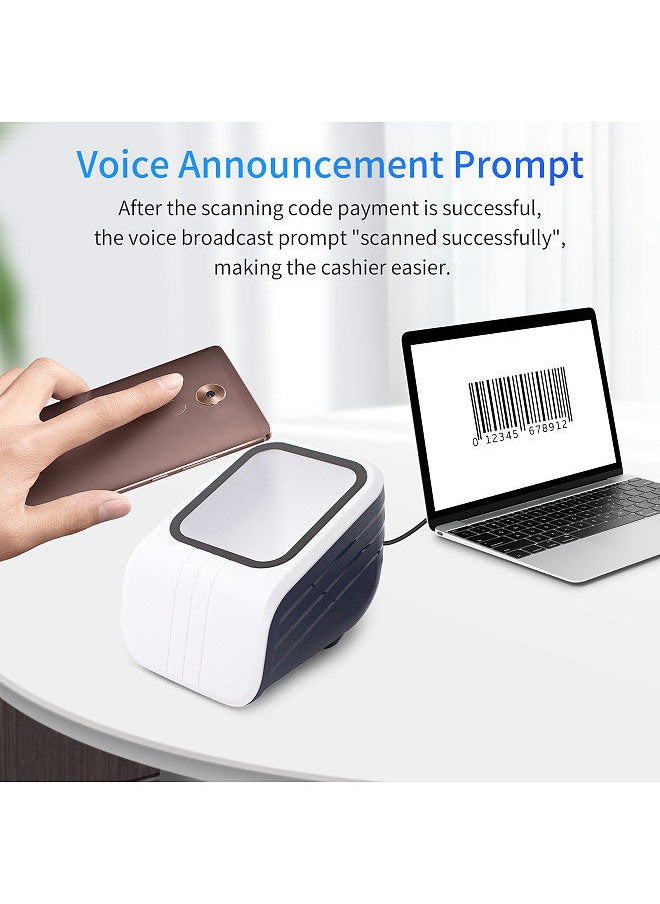 Generic - 1D 2D QR Barcode Scanner Platform with Voice Announcement Prompt USB Wired Bar Code Reader Hands-free CMOS Image Sensor Desktop Scanner Large Scanning Window - Image 1