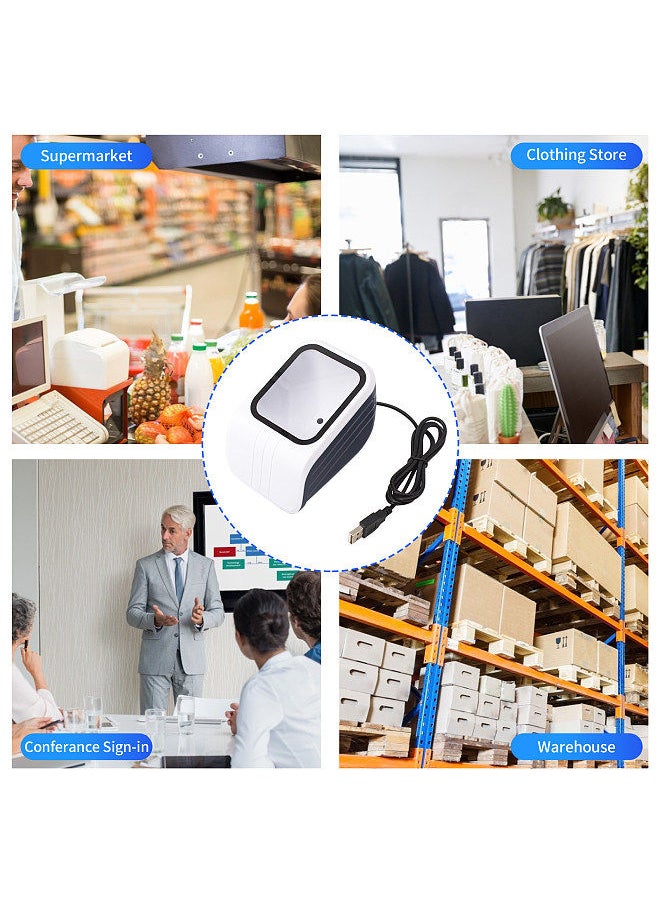 Generic - 1D 2D QR Barcode Scanner Platform with Voice Announcement Prompt USB Wired Bar Code Reader Hands-free CMOS Image Sensor Desktop Scanner Large Scanning Window - Image 1