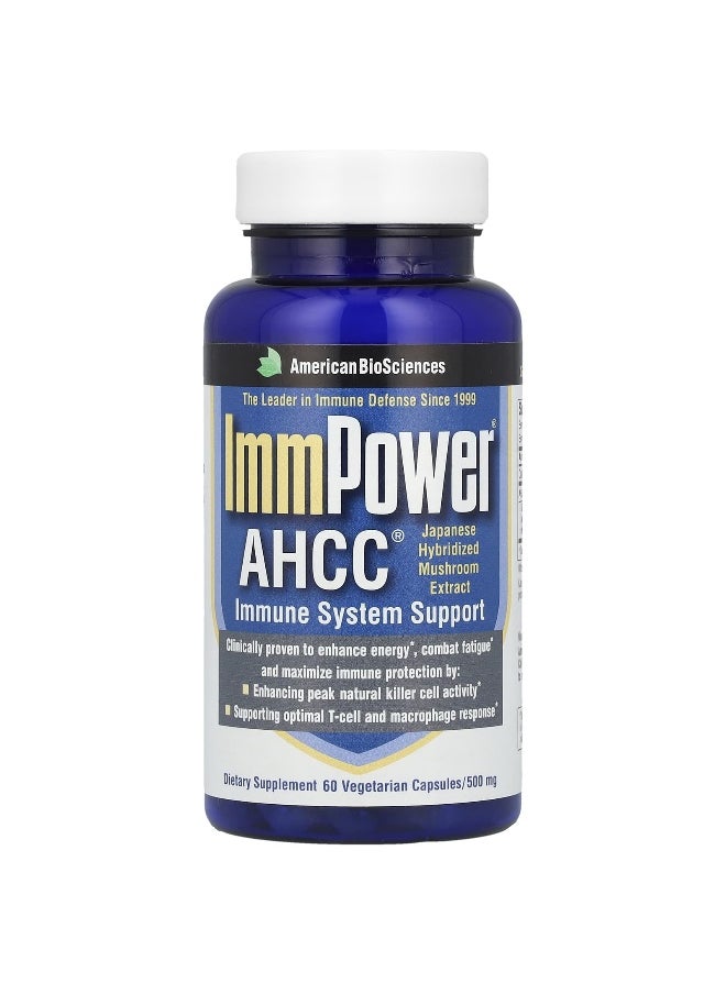 American BioSciences - American Biosciences, ImmPower® AHCC®, 500 mg, 60 Vegetarian Capsules (250 mg Per Capsule) - Image 1