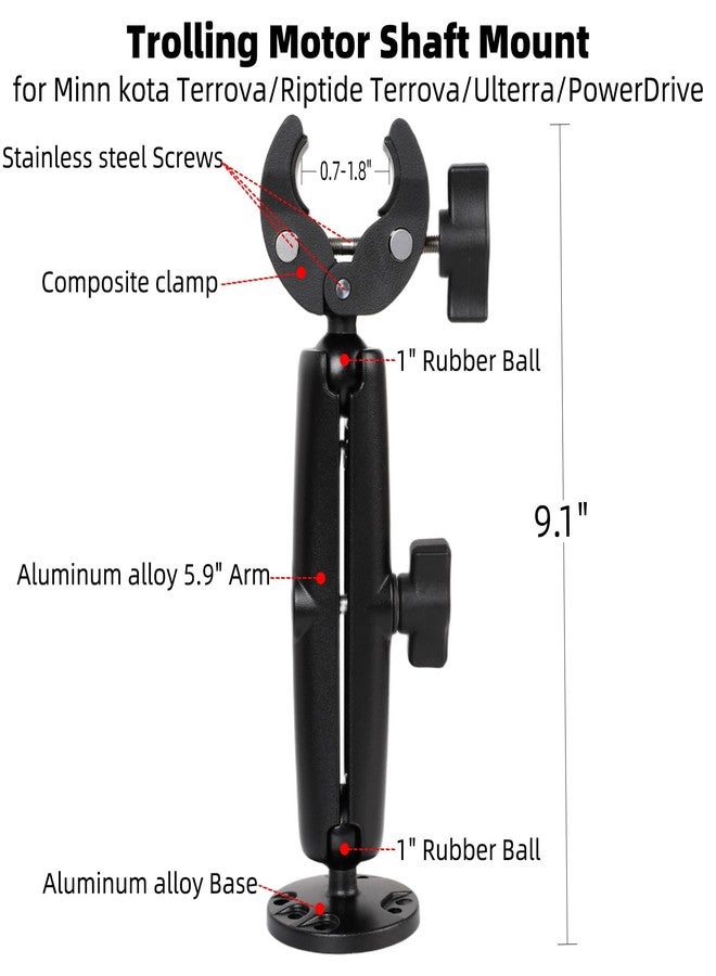 FPN Trolling Motor Stabilizer Mount Support for Minn kota Terrova/Riptide Terrova/Ulterra/PowerDrive, 360° Adjustable Anti-Vibration Trolling Motor Shaft Clamp Mount - Image 2