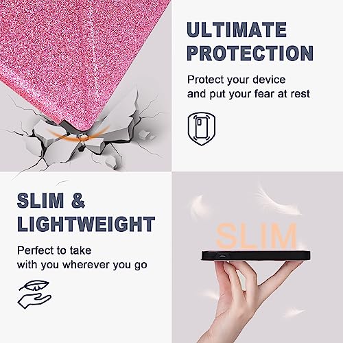 Caweet Case for Kobo Libra Colour 7 Inch 2024 Release, Premium PU Leather Origami Stand Protective Sleeve Cover with Auto Wake/Sleep Feature, Glitter Pink - Image 4