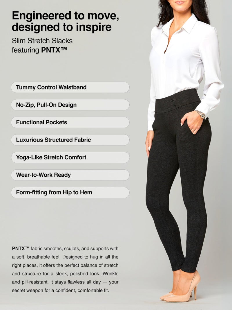 Conceited Womens Dress Pants with Tummy Control - Wear to Work - Stretch High Waisted Slacks with Pockets - High Class - Large - Image 4