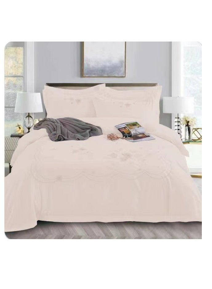 طقم لحاف أنيق وعصري مكون من 6 قطع بأغطية مطرزة بحجم كينج لتعزيز ديكور غرفة نومك